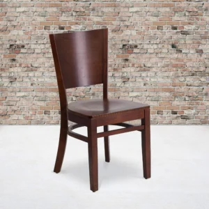 EMMA + OLIVER 2 Pack Solid Back Walnut Wood Restaurant Chair - Hospitality Seating